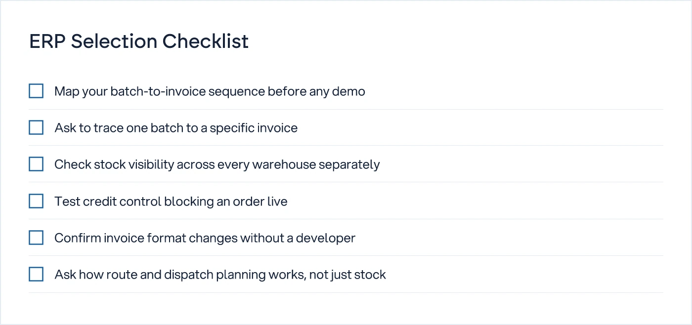 Checklist of six questions to ask ERP vendors before selecting a system